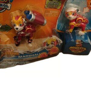 2 Paw Patrol Marshall Mighty Pups Action Figures PACKAGES DAMAGED PICS